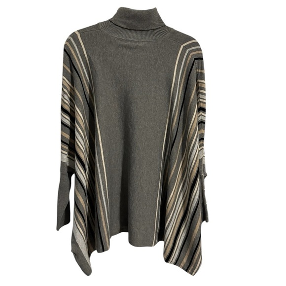 Joseph A  Turtleneck Poncho Sweater Grey Size Large Lagenlook Dolan Sleeve Fall - Picture 2 of 9